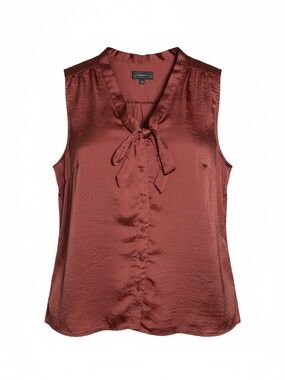 Elementz Sleeveless Satin Blouse XL | Rust Copper Silky Top